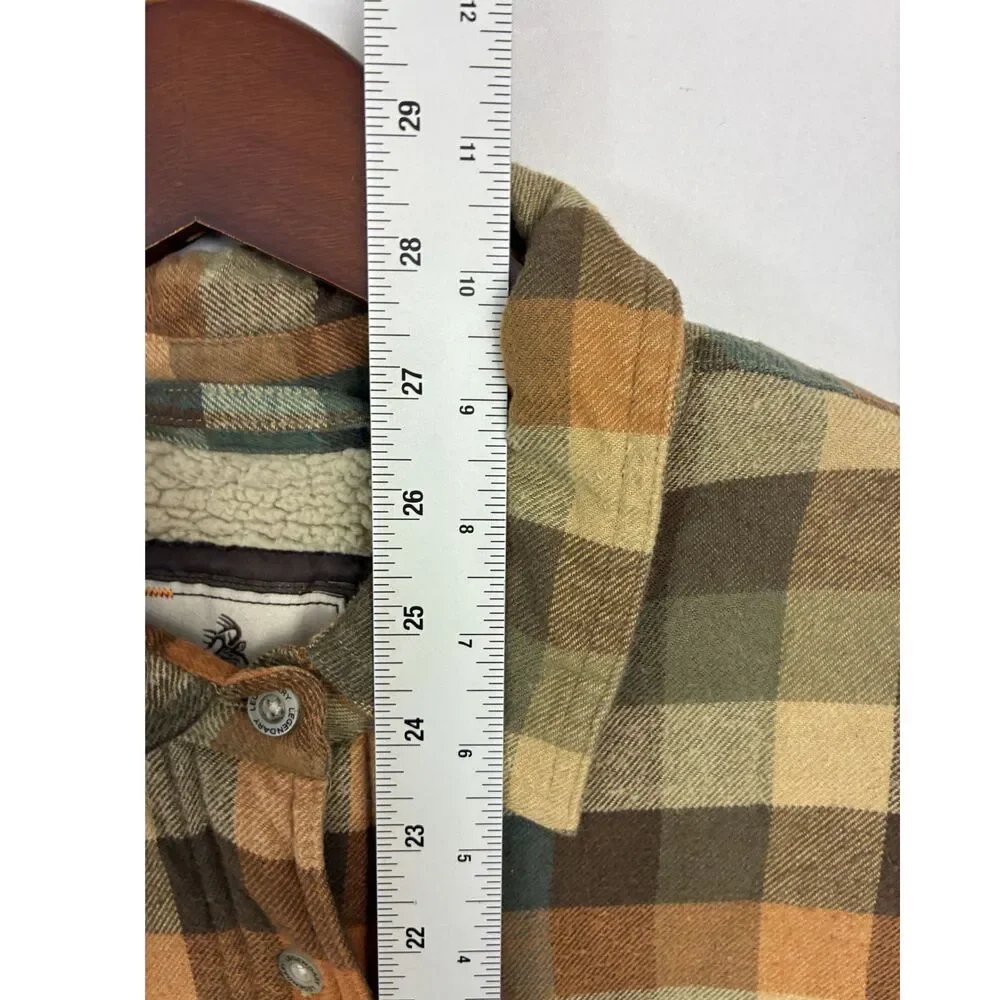 Legendary Whitetails Sherpa Lined Flannel Shirt Jacket Mens Large Plaid